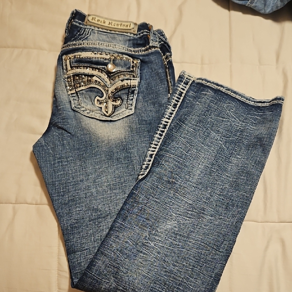 Rare Rock Revival Women's Boot Cut Jeans in Blue